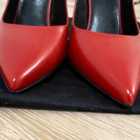 GUARANTEED AUTHENTIC SAINT LAURENT ANJA 105 RED LEATHER ESCARPIN PUMP- 37 1/2 - Picture 6 of 13